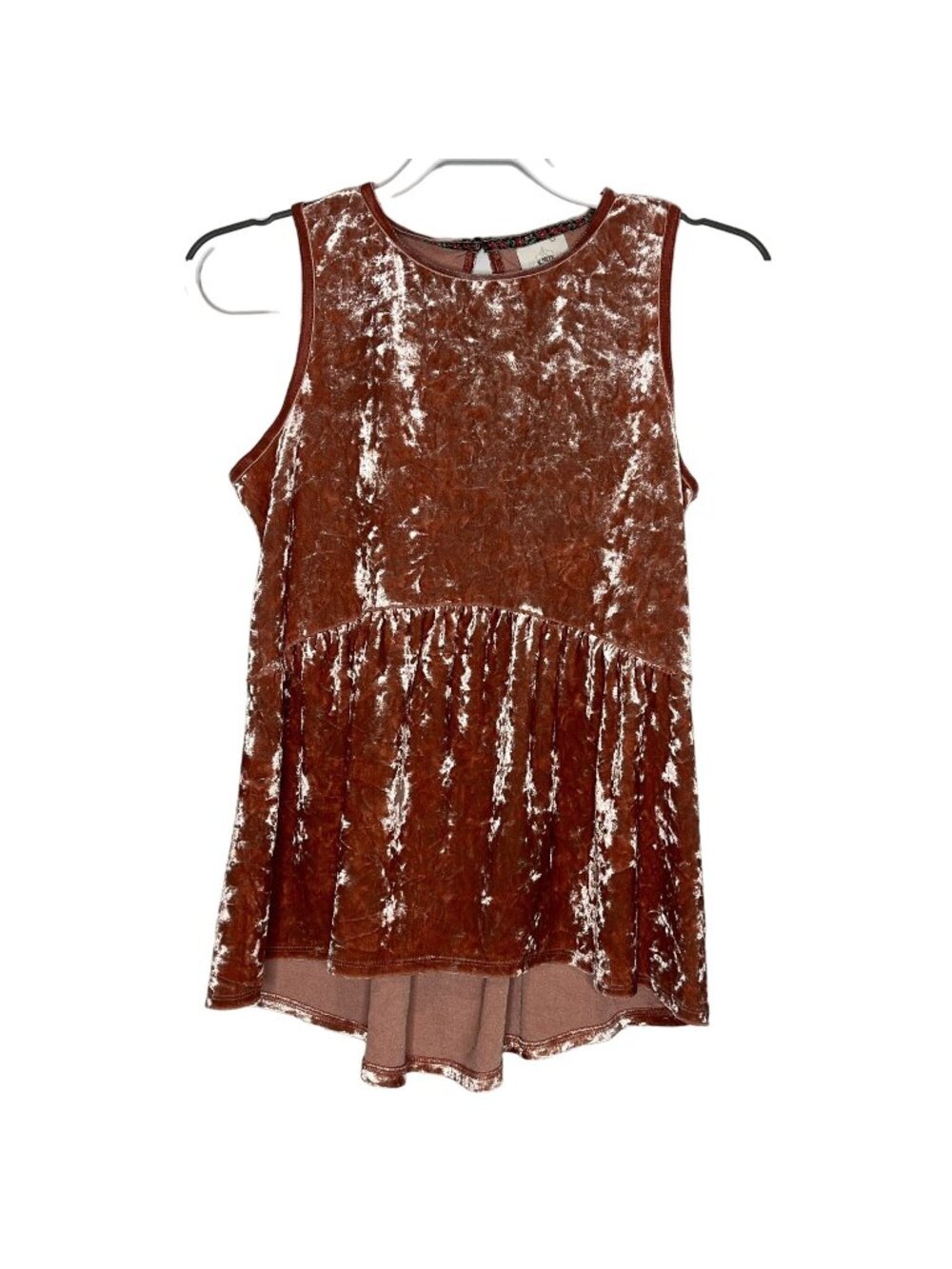 Knox Rose Womens XS Coral Crushed Velvet Tank Sleeveless Boho Top